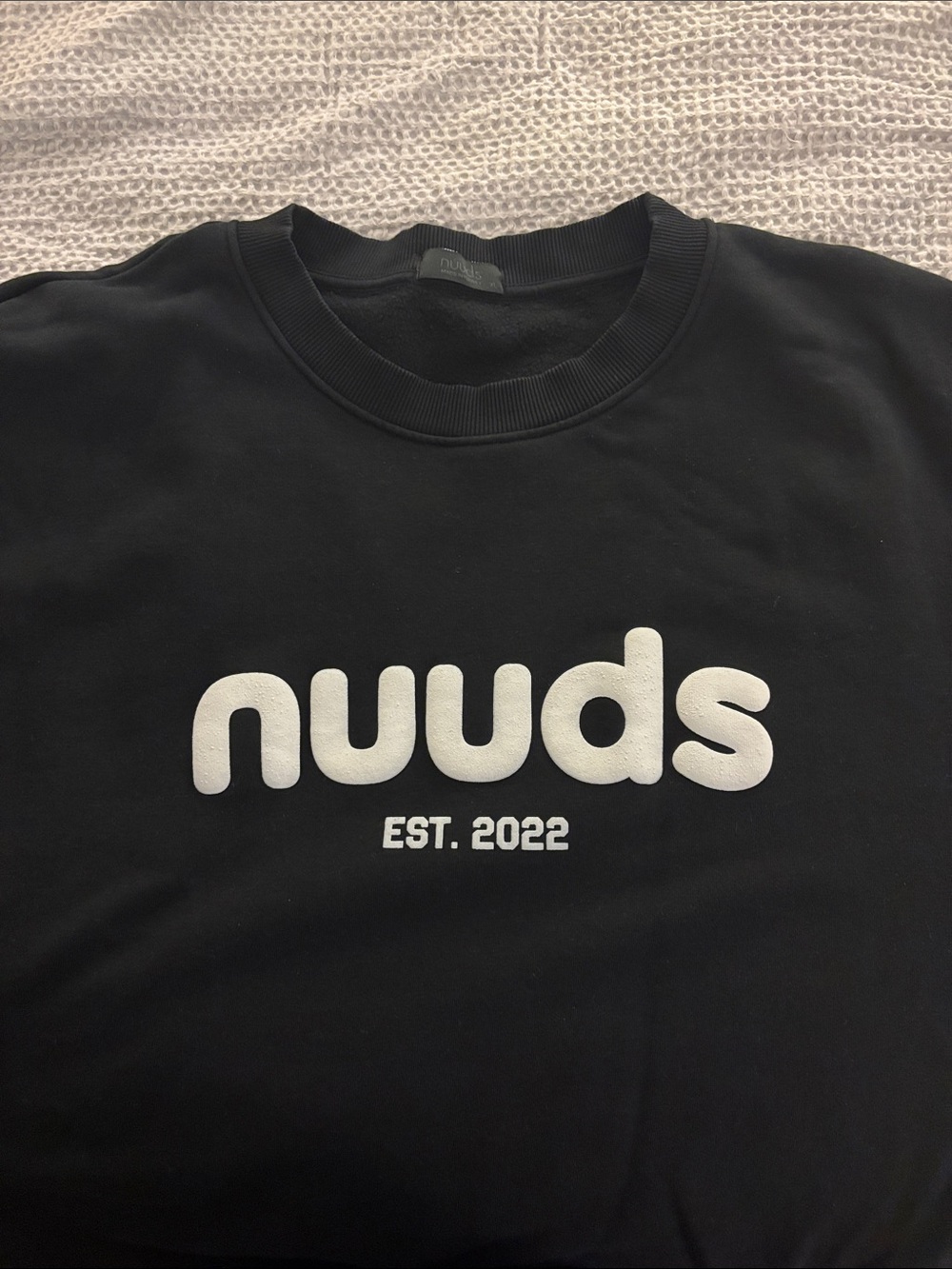 nuuds Black Crewneck Sweatshirt with White Logo